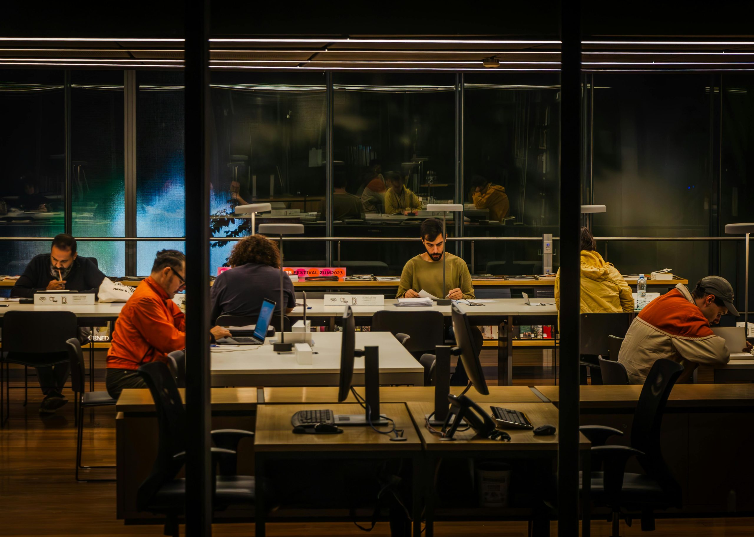 People working in an office space